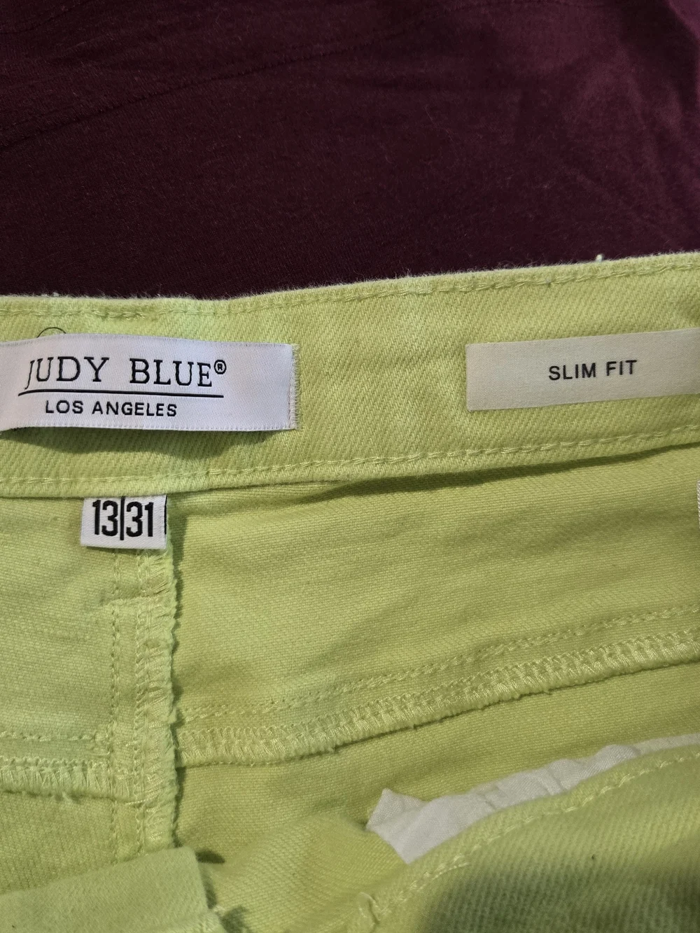 Judy Blue Neon Lime Slim Fit Pants - Picture 2 of 3